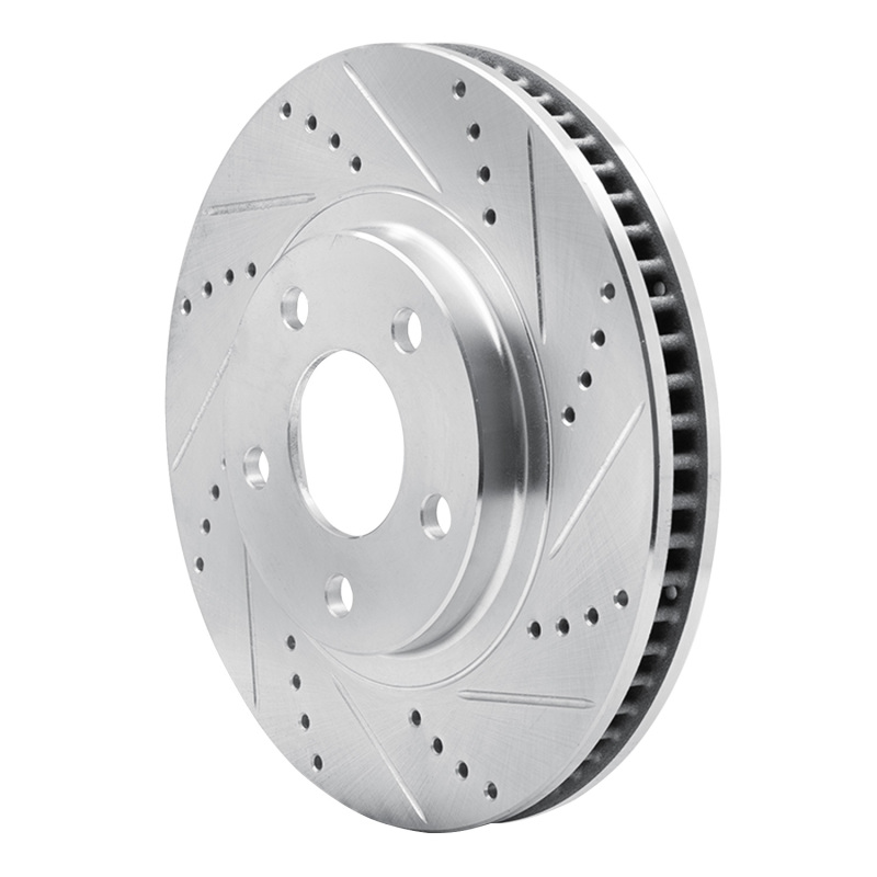Buick Riviera Brake Rotor (1) - Front Right - R1 Concepts - Drilled & Slotted - Silver - `97-`05